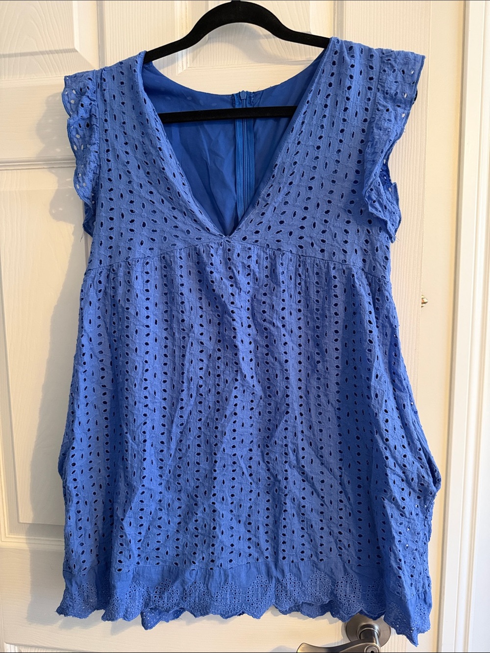 Amazon Blue Eyelet V-Neck Romper